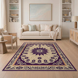 Purple Purple Floral Medallion Persian Area Rug
