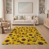 Vibrant Sunflower Yellow Floral Area Rug