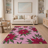 Poinsettia Pink Floral Area Rug