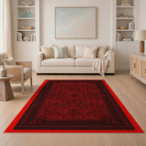Crimson Red Persian Motif Area Rug