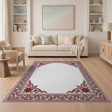 Traditional Persian Ornate Red Border Persian Area Rug