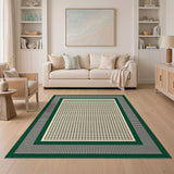 Green Border Houndstooth Area Rug