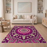 Purple Vibrant Purple Mandala Boho Area Rug