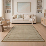 Tan Grid Border Woven Area Rug