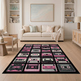 Pink Retro Pink Cassette Tape Area Rug