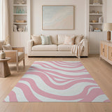 Fluid Pink Wavy Abstract Area Rug