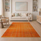 Vibrant Orange Grid Plaid Area Rug