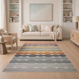 Wavy Multi-Color Stripe Area Rug