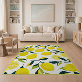 Yellow Zesty Lemon Fruit Pattern Area Rug