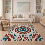 Multi-color and Patterns Teal Coral Medallion Persian Area Rug