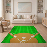 Green Baseball Field Diamond Area Rug