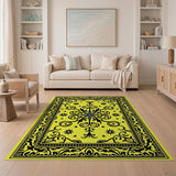 Yellow Ornate Yellow Persian Medallion Rug