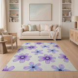 Floral Vintage Purple Cosmos Floral Area Rug