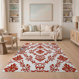 Red Floral Vintage Elegant Red Floral Damask Area Rug