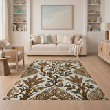 Ornate Golden Wheat Floral Area Rug