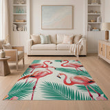 Multi-color and Patterns Pink Flamingo Palm Leaf Area Rug