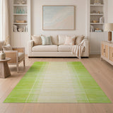Vibrant Green Vertical Stripe Geometric Area Rug