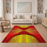 Vibrant Red Yellow Geometric Abstract Area Rug