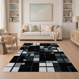 Black and White Grid Modern Black White Geometric Grid Area Rug