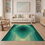Green Green Wavy Geometric Area Rug