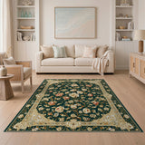 Green Traditional Persian Emerald Green Persian Floral Area Rug