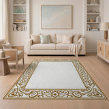 Traditional Persian Ornate Gold Floral Border Area Rug
