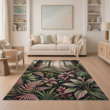 Lush Pink Fern Forest Area Rug