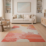 ODIKA Washable Coral Reef Abstract Low Pile Non-Slip Area Rug