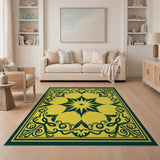 Ornate Yellow Starburst Floral Area Rug
