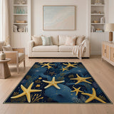 ODIKA Starfish Nautical Washable Area Rug - Low Pile & Non-Slip