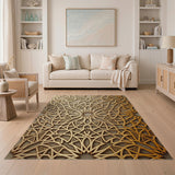 Intricate Gold Lattice Geometric Area Rug