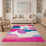 Pink Geometric Modern Vibrant Pink Geometric Area Rug
