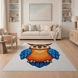 Cute Big-Eyed Owl Cartoon Area Rug
