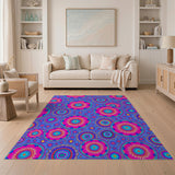 Vibrant Pink Purple Mandala Boho Area Rug
