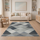 Geometric Modern Grey Diamond Geometric Area Rug