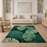 Lush Variegated Monstera Leaf Green Area Rug