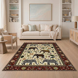 Heritage Elephant Floral Area Rug
