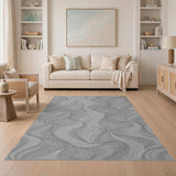 Abstract Area Wavy Grey Wavy Abstract Area Rug
