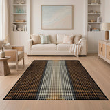 Brown Tan Geometric Dot Stripe Area Rug