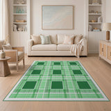 Geometric Modern Green Gingham Plaid Area Rug
