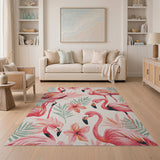 Vibrant Pink Flamingo Coastal Area Rug