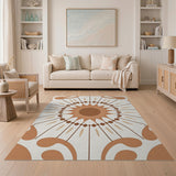 Terracotta Sunburst Geometric Area Rug