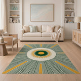 Orange Radiant Orange Sunburst Geometric Area Rug