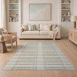 Beige Plaid Checkered Rustic Farmhouse Area Rug