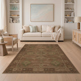 Brown and Tan Southwestern Geometric Area Rug in Brown Tones