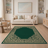 Ornate Emerald Green Border Area Rug