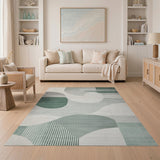 Teal Abstract Geometric Area Rug