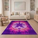 Purple Tie-Dye Mandala Area Rug