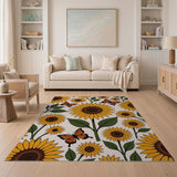 Sunflower Butterfly Pattern Area Rug