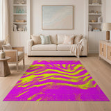 Bold Pink Yellow Zebra Stripe Area Rug